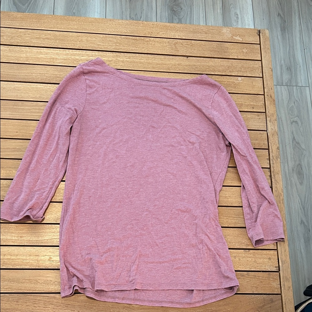 Garnet Hill Dusty Rose Long Sleeve Top